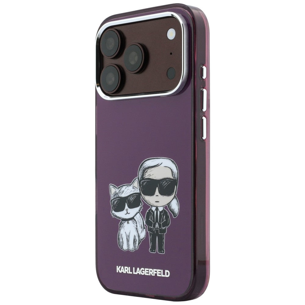 Karl Lagerfeld iPhone 17 Pro/iPhone 18 Pro Kuori Karl & Choupette Sketch Burgundy