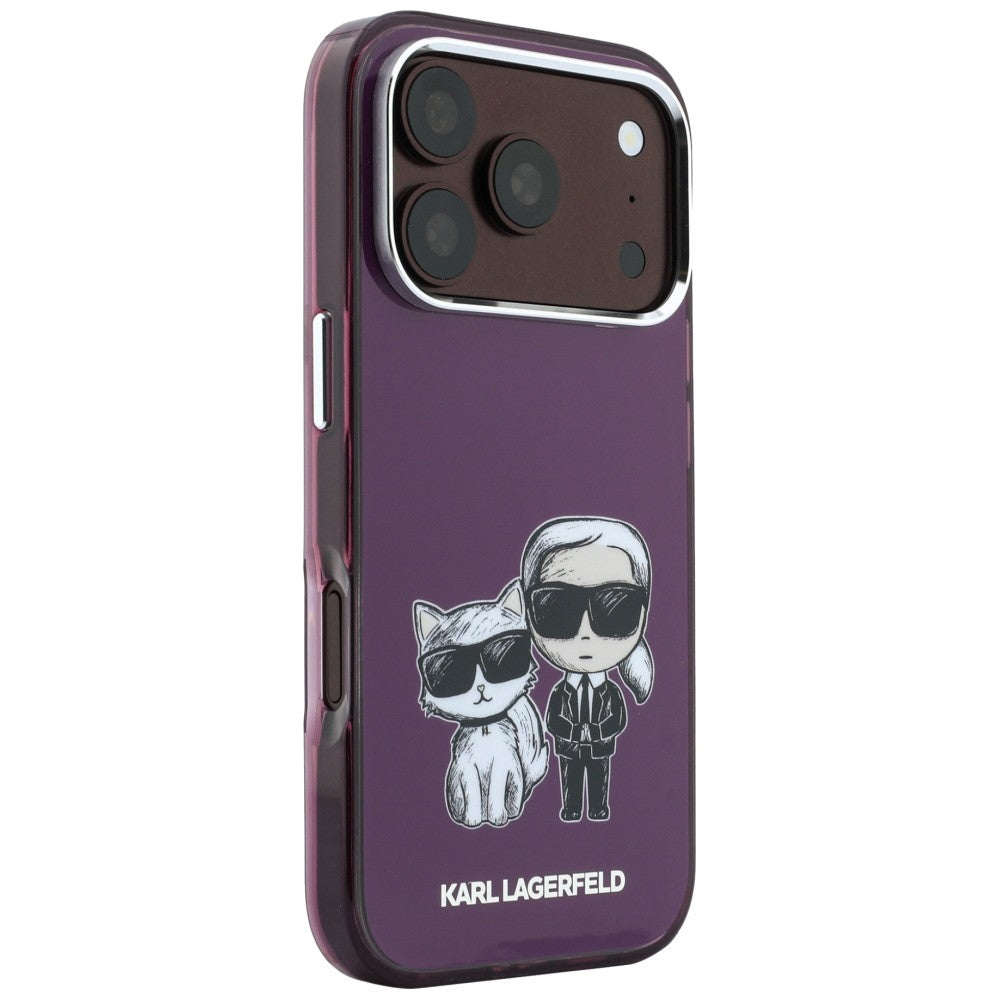 Karl Lagerfeld iPhone 17 Pro/iPhone 18 Pro Kuori Karl & Choupette Sketch Burgundy