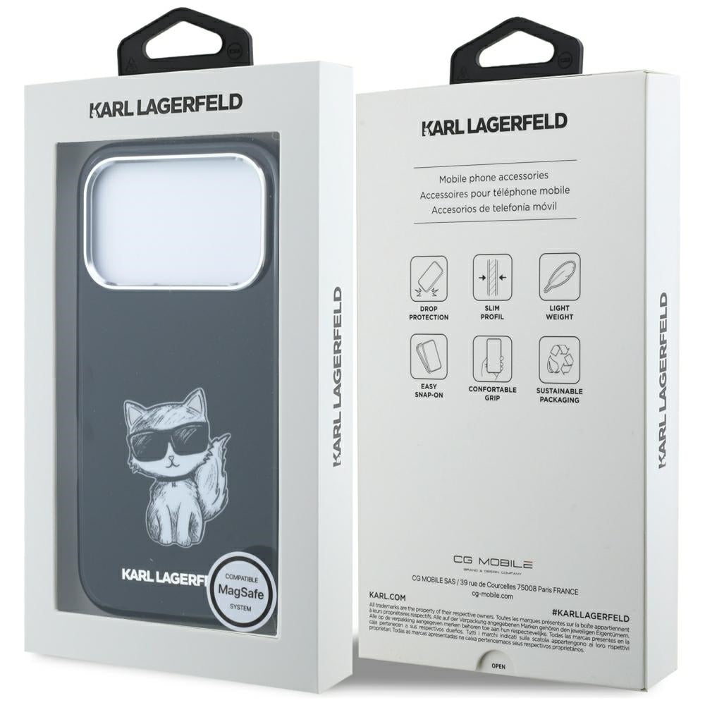 Karl Lagerfeld iPhone 17 Pro/iPhone 18 Pro Kuori Choupette Sketch Musta
