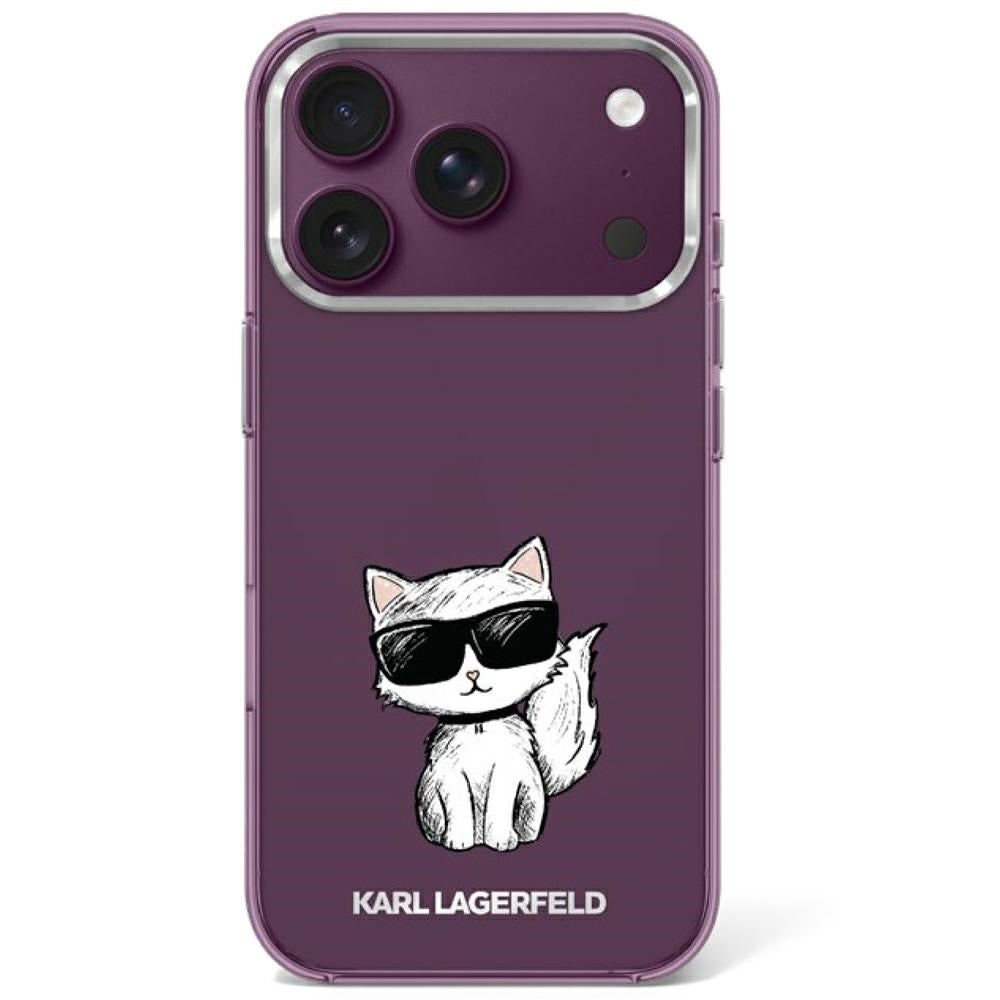Karl Lagerfeld iPhone 17 Pro/iPhone 18 Pro Kuori Choupette Sketch viininpunainen
