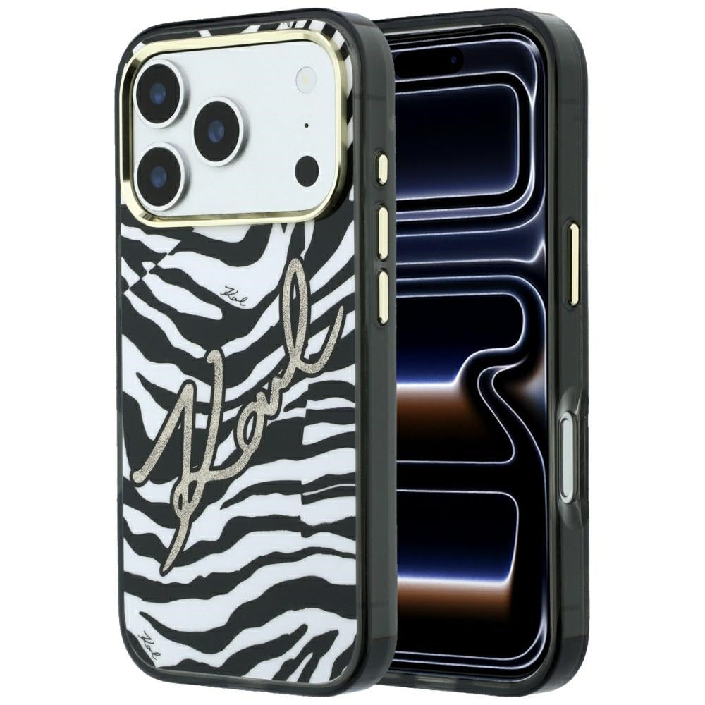 Karl Lagerfeld iPhone 17 Pro/iPhone 18 Pro Kuori seepra-glitterillä Kulta