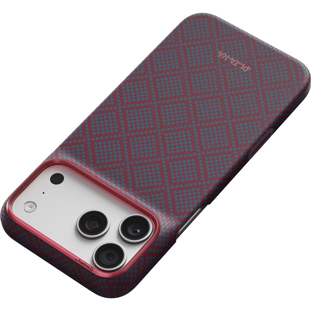 Pitaka iPhone 17 Pro Max/iPhone 18 Pro Max Kuori Edge MagSafe Argyle Blue's Red
