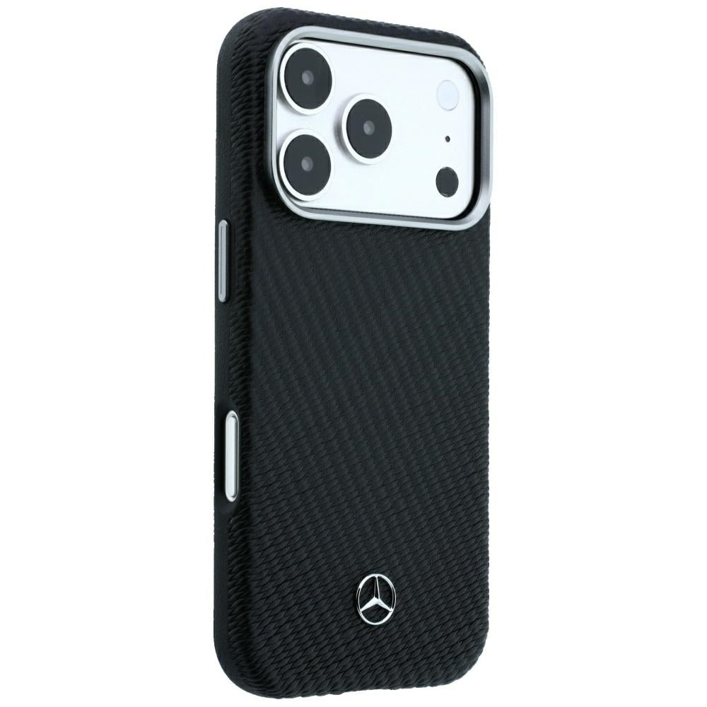 Mercedes Benz iPhone 17 Pro/iPhone 18 Pro Kuori nahkainen puukuosi Musta