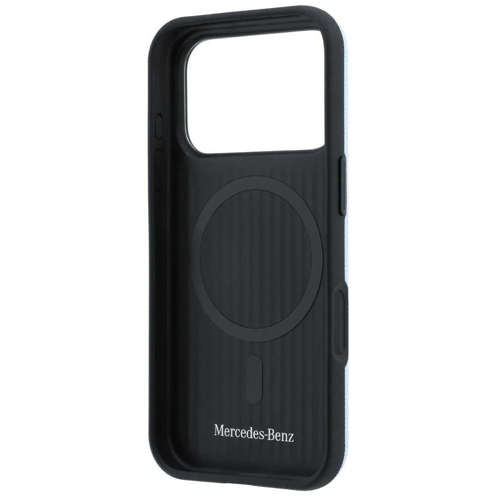Mercedes Benz iPhone 17 Pro/iPhone 18 Pro Kuori nahkainen puukuosi Sininen