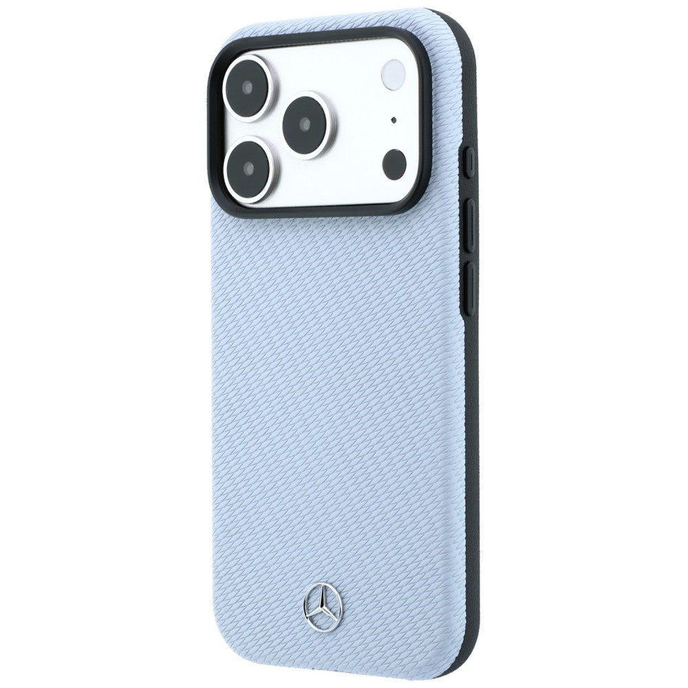 Mercedes Benz iPhone 17 Pro Max/iPhone 18 Pro Max Kuori Nahkainen puuefekti Sininen