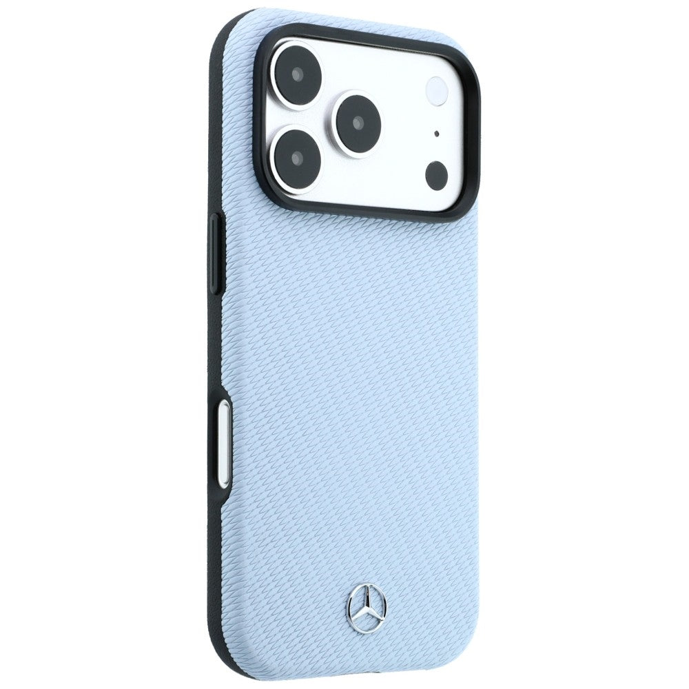 Mercedes Benz iPhone 17 Pro Max/iPhone 18 Pro Max Kuori Nahkainen puuefekti Sininen
