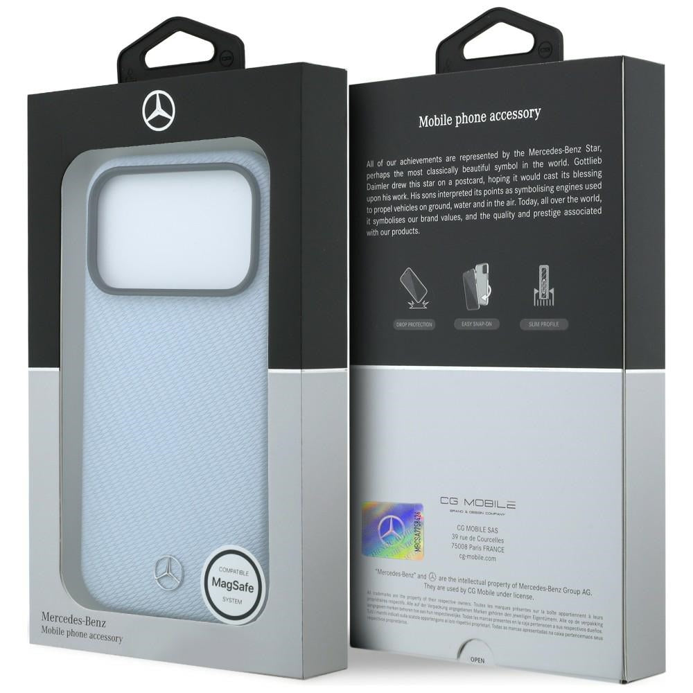 Mercedes Benz iPhone 17 Pro Max/iPhone 18 Pro Max Kuori Nahkainen puuefekti Sininen