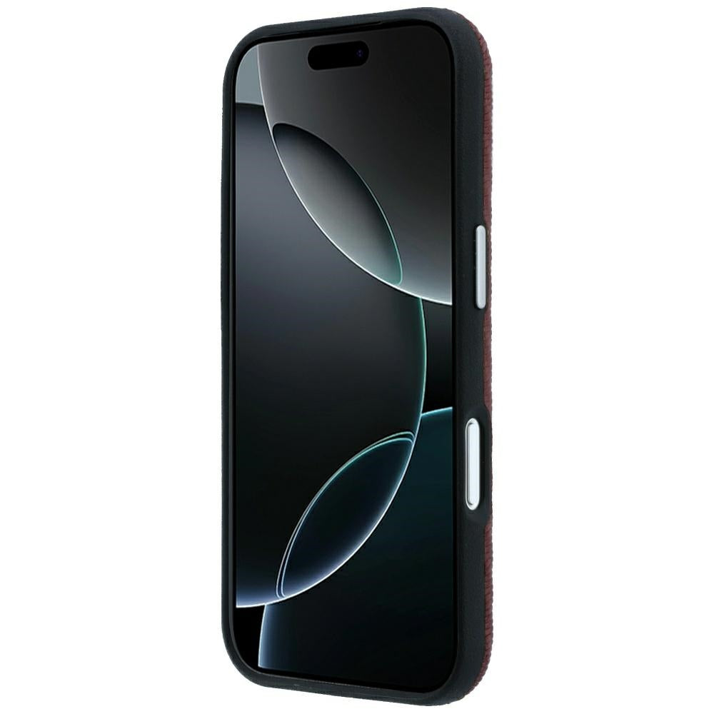 Mercedes Benz iPhone 17 Pro/iPhone 18 Pro Kuori Nahkainen puukuvio viininpunainen
