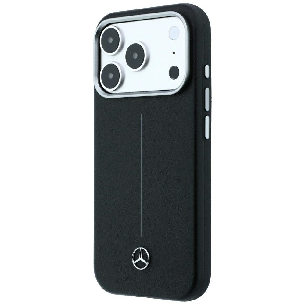 Mercedes Benz iPhone 17 Pro Max/iPhone 18 Pro Max Kuori Leather Iconic Line Musta