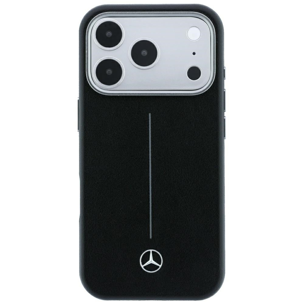Mercedes Benz iPhone 17 Pro Max/iPhone 18 Pro Max Kuori Leather Iconic Line Musta