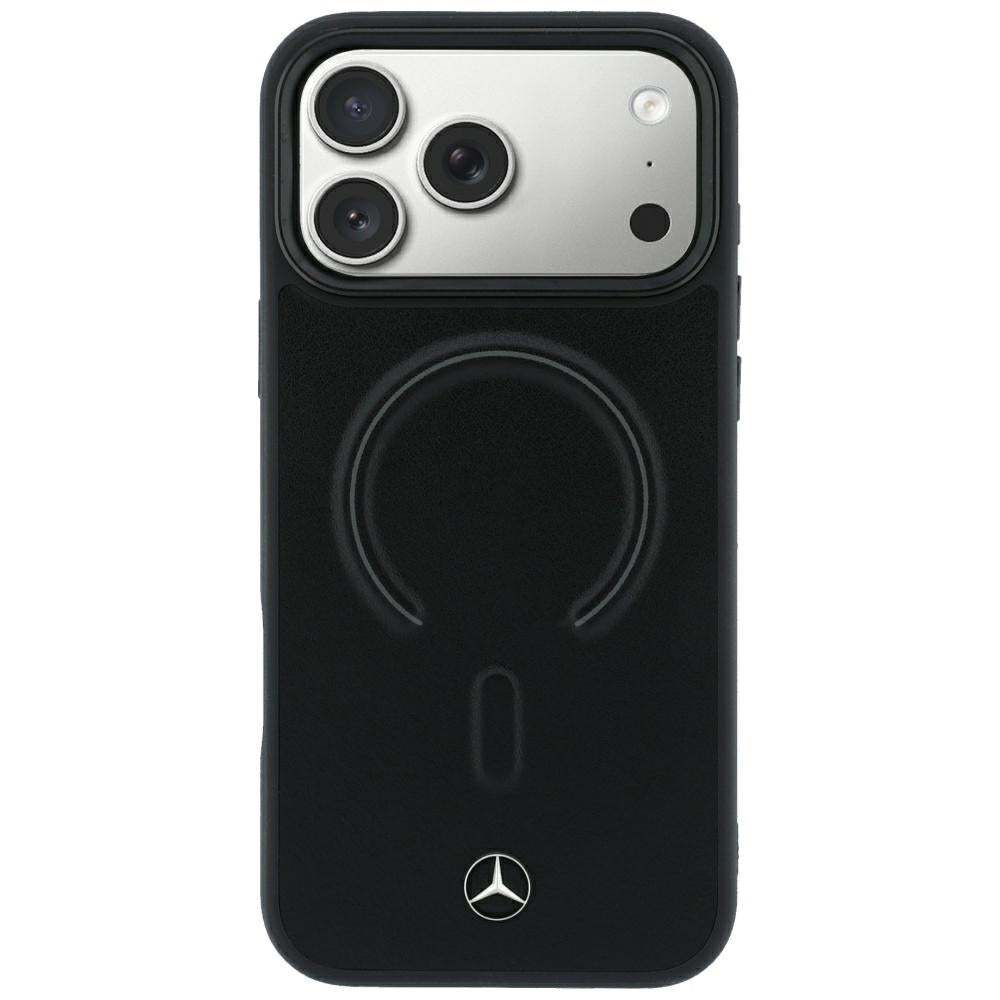 Mercedes Benz iPhone 17 Pro/iPhone 18 Pro Kuori Leather 3D MagSafe Musta