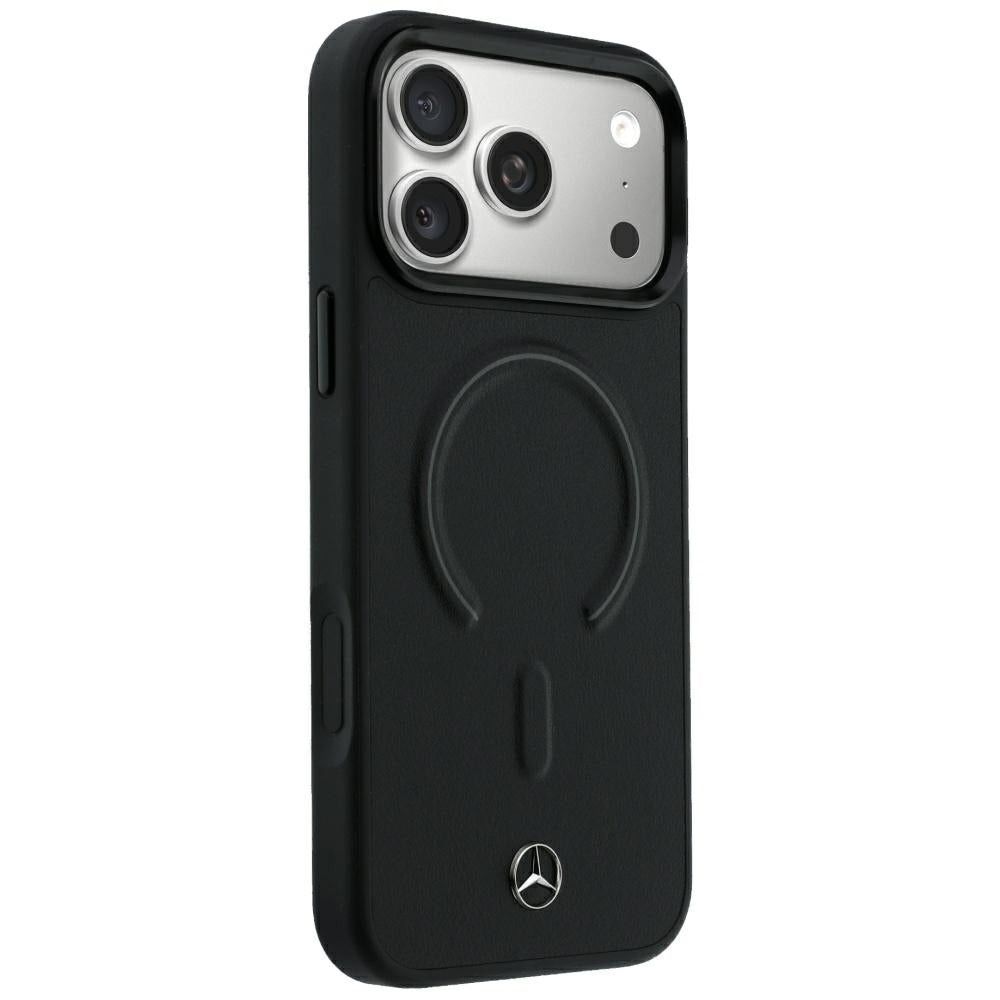Mercedes Benz iPhone 17 Pro Max/iPhone 18 Pro Max Kuori Leather 3D MagSafe Musta