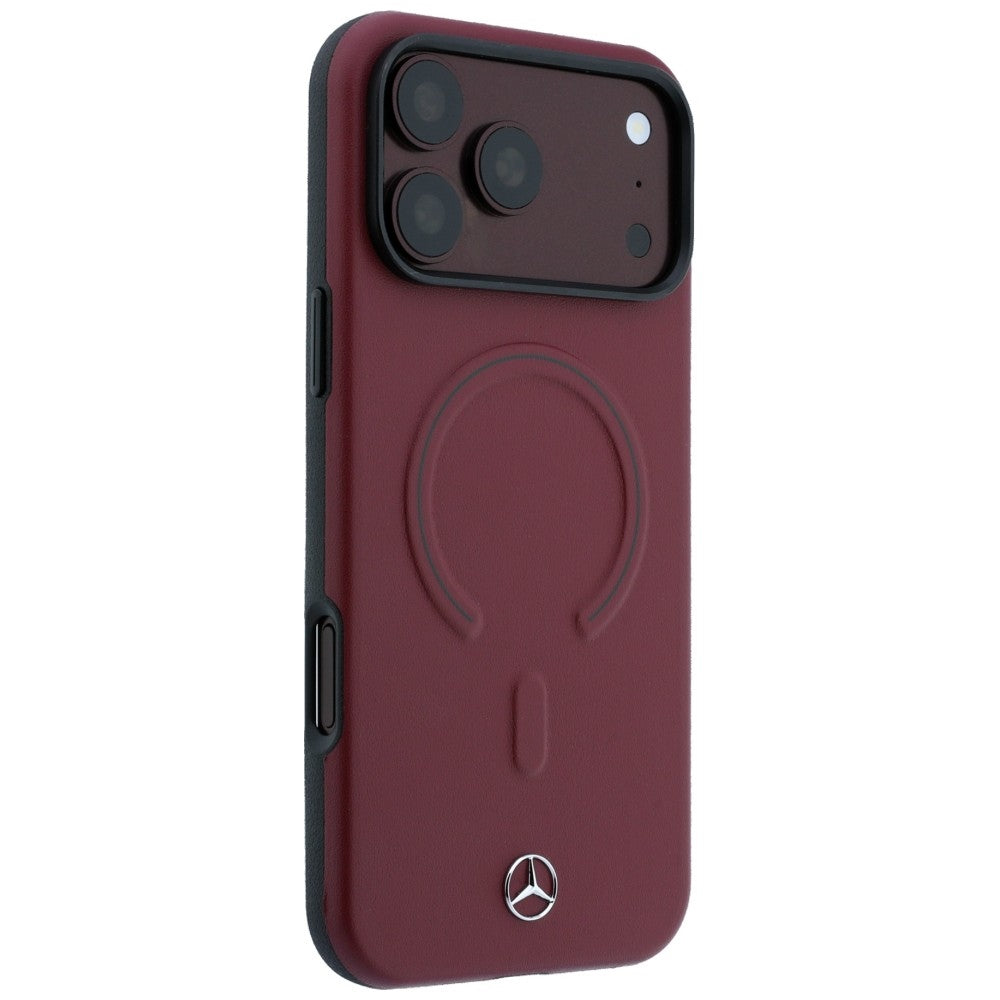 Mercedes Benz iPhone 17 Pro Max/iPhone 18 Pro Max Kuori nahkaa, 3D MagSafe, viininpunainen