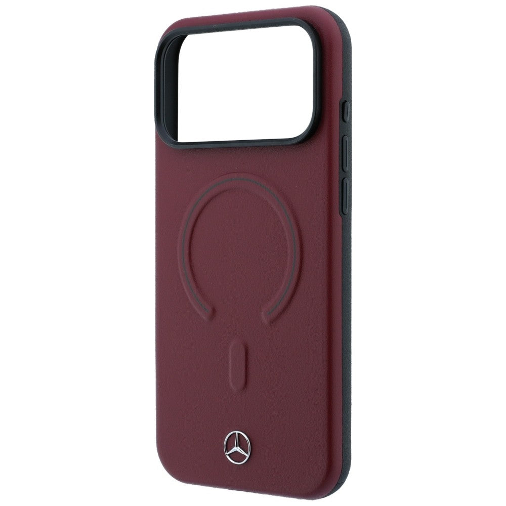 Mercedes Benz iPhone 17 Pro Max/iPhone 18 Pro Max Kuori nahkaa, 3D MagSafe, viininpunainen
