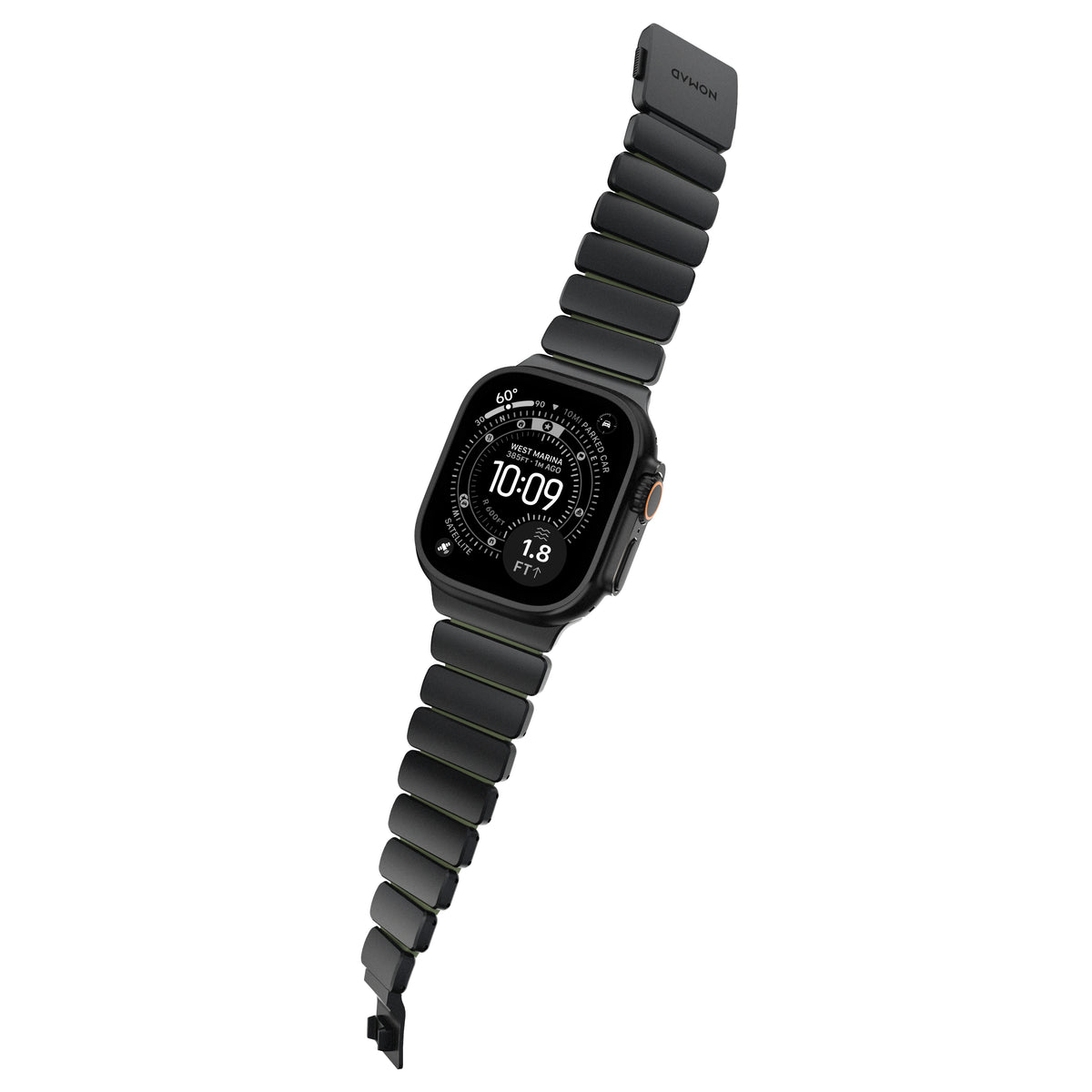 Nomad Apple Watch 45/46mm/Ultra 49mm Ranneke Stratos Band Musta Forest