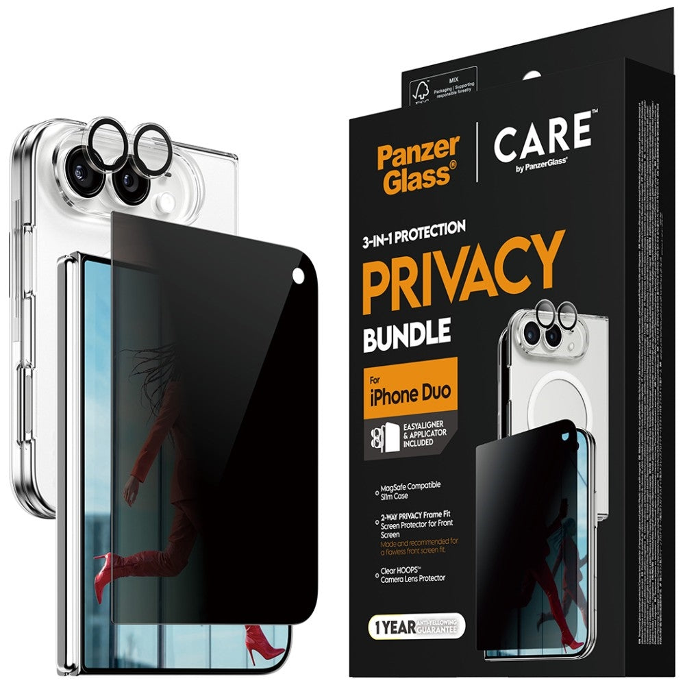 CARE by PanzerGlass iPhone Duo 3-in-1 SL1M Bundle Privacy