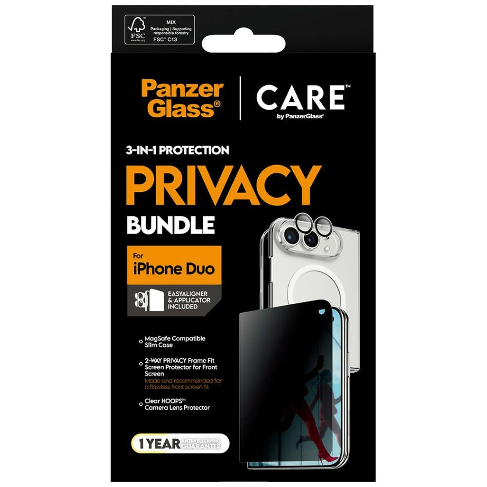CARE by PanzerGlass iPhone Duo 3-in-1 SL1M Bundle Privacy