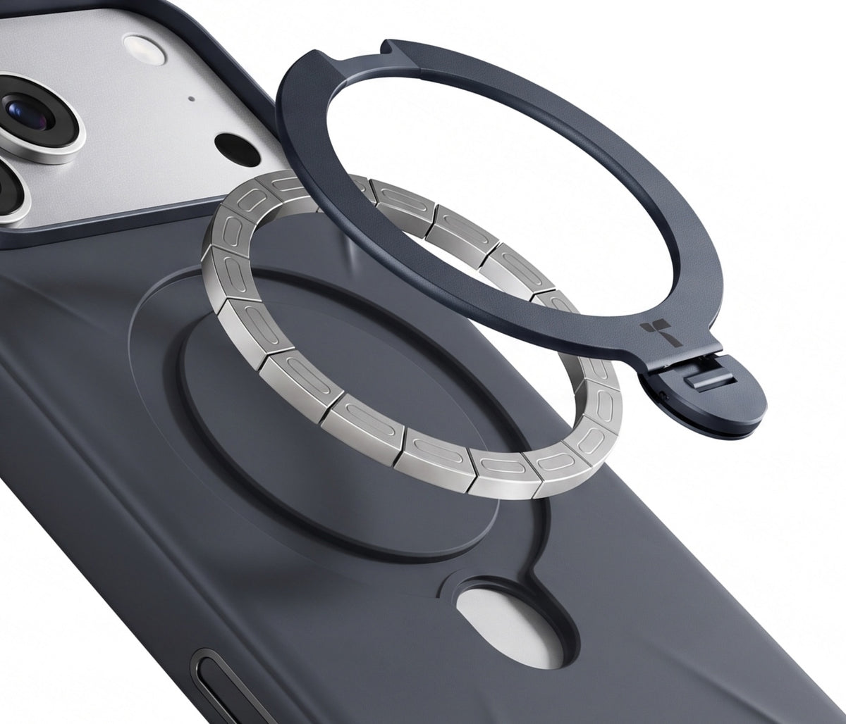 Torras iPhone 18 Pro Max Kuori Ostand Q3 Silicone Musta