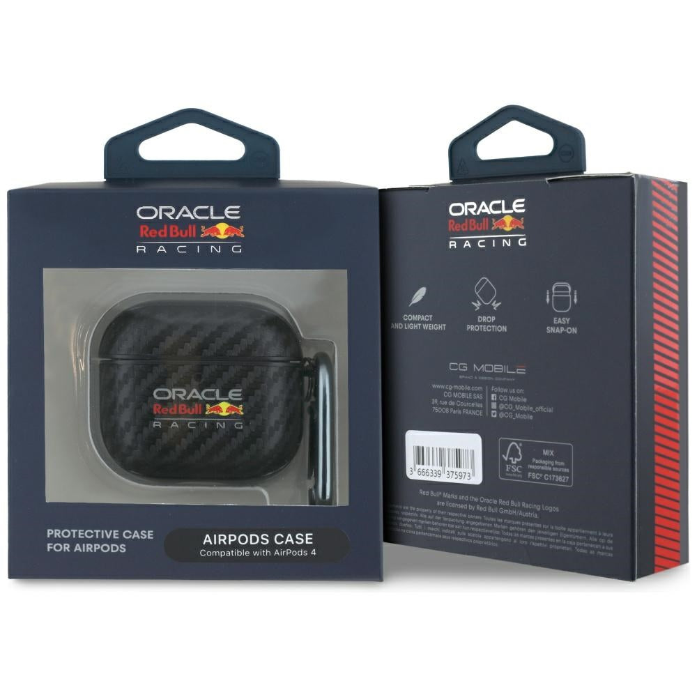 Red Bull AirPods 4 Kuori Carbon Logo Musta