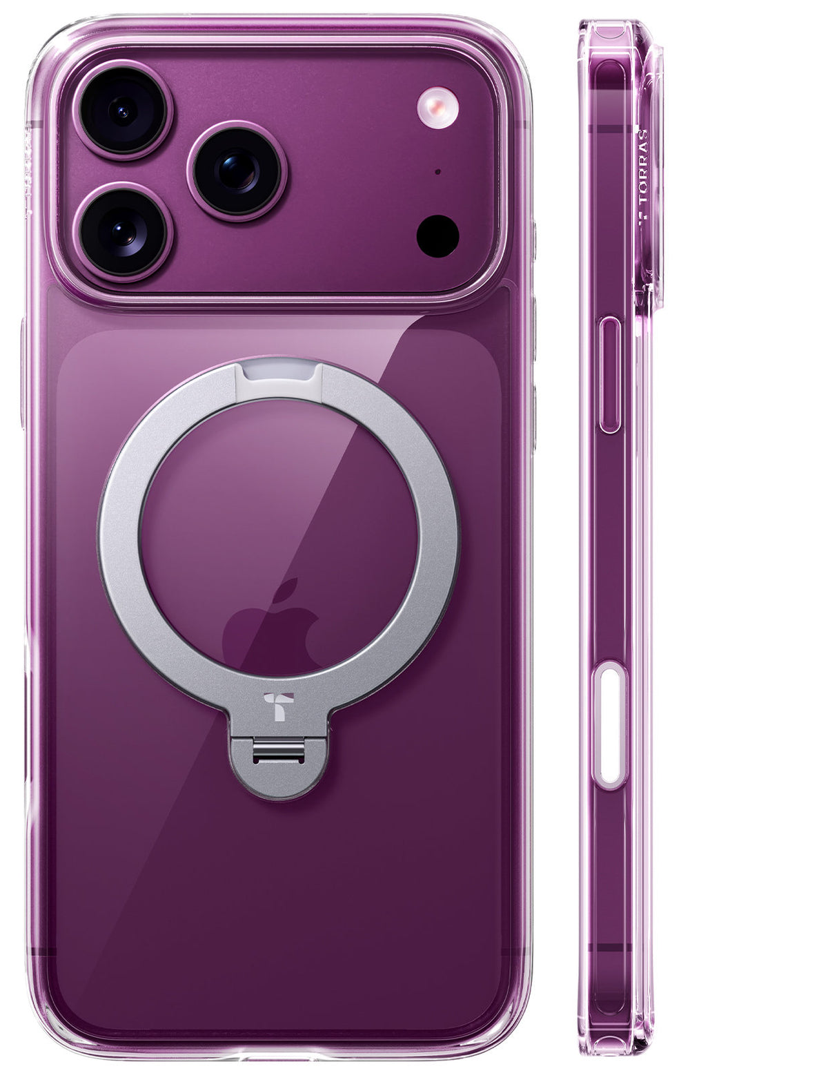 Torras iPhone 18 Pro Kuori Ostand Q3 Spin Kirkas