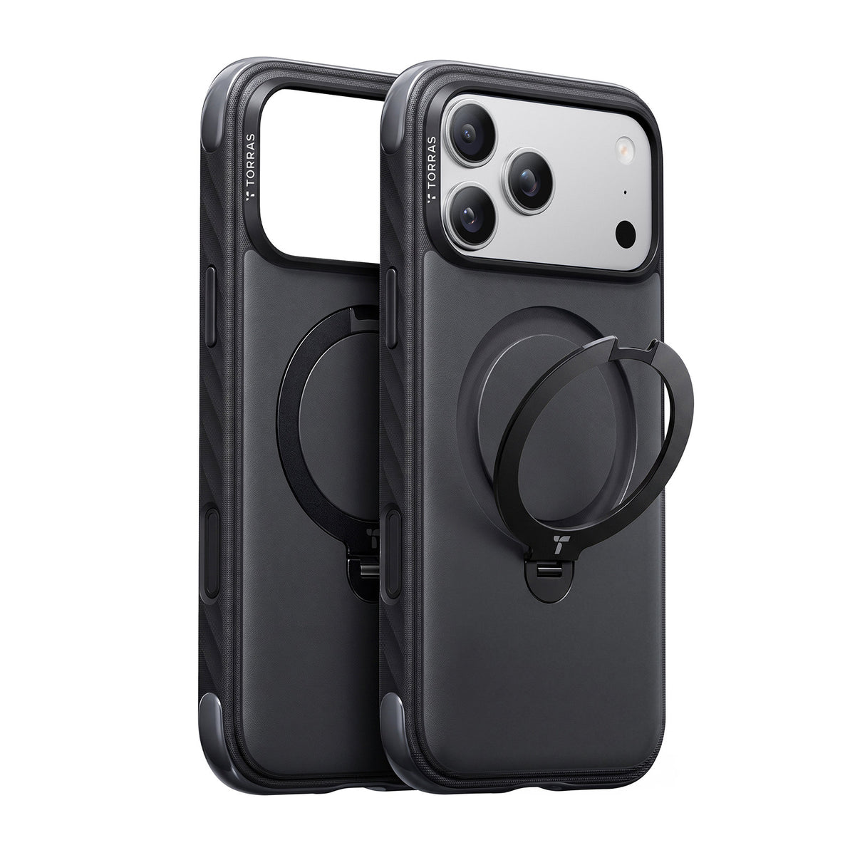 Torras iPhone 18 Pro Max Kuori Ostand Q3 Rugged Jet Black