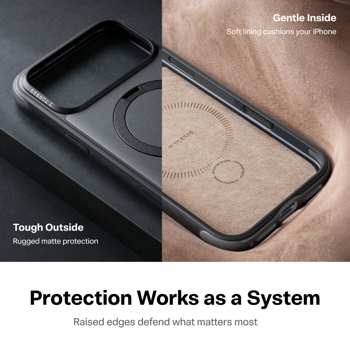 Torras iPhone 18 Pro Max Kuori Ostand Q3 Rugged Jet Black