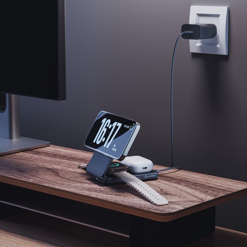 Alogic Langaton laturi Yoga 3-in-1 Musta