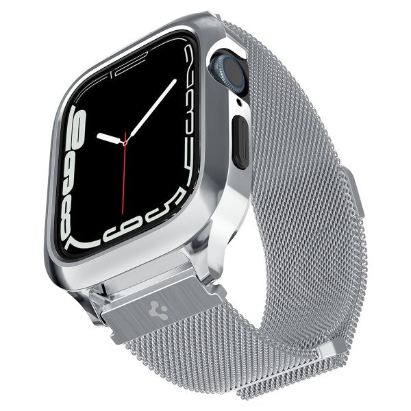 Spigen Apple Watch 45 mm kuori rannekkeella Metal Fit Pro Hopea