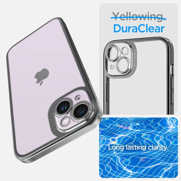 Spigen iPhone 14 Plus -suojakuori Optik Crystal Chrome Gray