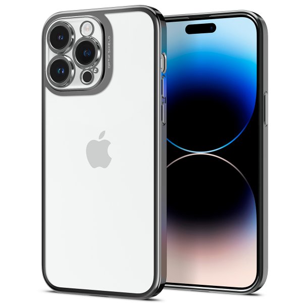 Spigen iPhone 14 Pro -suojakuori Optik Crystal Chrome Gray