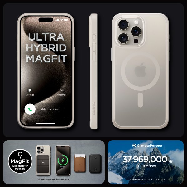 Spigen iPhone 15 Pro Kuori Ultra Hybrid MagFit Frost Natural Titanium
