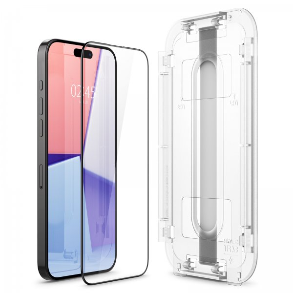 Spigen iPhone 15 Pro Max Näytönsuoja GLAS.tR EZ Fit FC Musta 2 kpl:n pakkaus