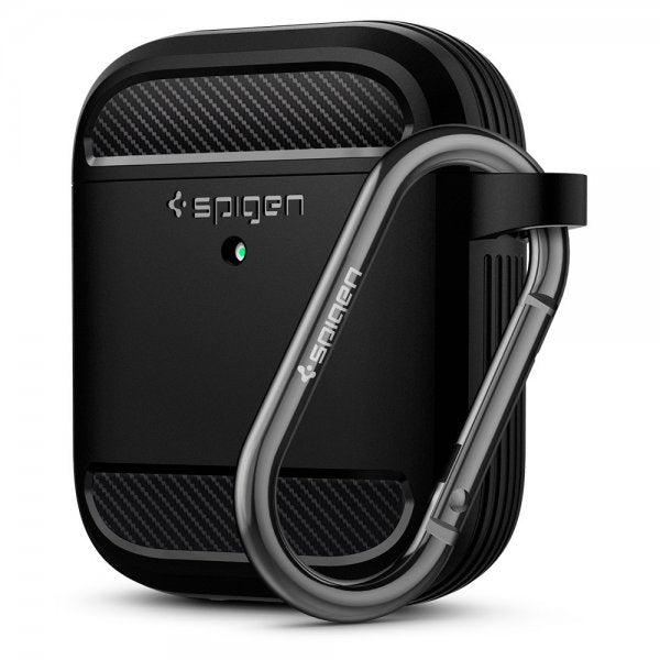 Spigen AirPods 1/2 -suojakuori, Rugged Armor, musta