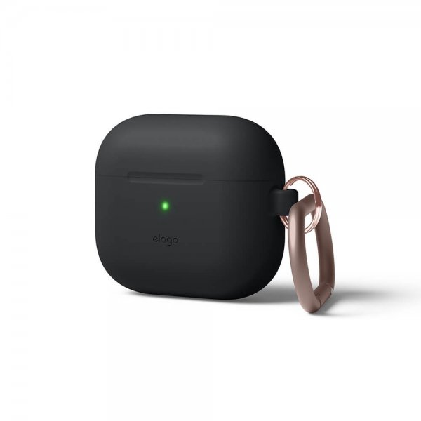 Elago AirPods 3 -silikonisuojakuori ripustusrenkaalla, musta