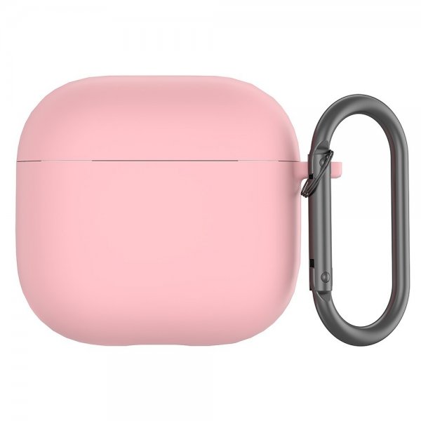 AirPods 4 Kuori Silikoni Karabiinihaka Vaaleanpunainen