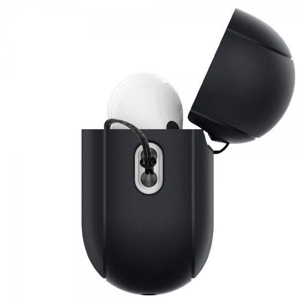 Spigen AirPods Pro 2 -kuoret, Silicone Fit + Strap, musta