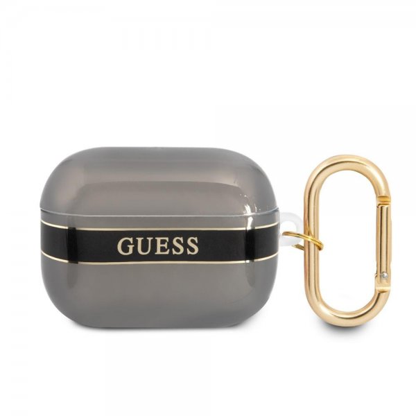 Guess AirPods Pro -kuoret Printed Stripe & Gold Hook musta