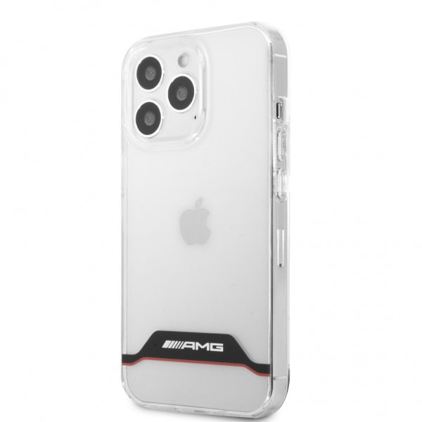 AMG iPhone 13 Pro -kuori, galvanoitu, vaakaraidallinen, punainen, läpinäkyvä