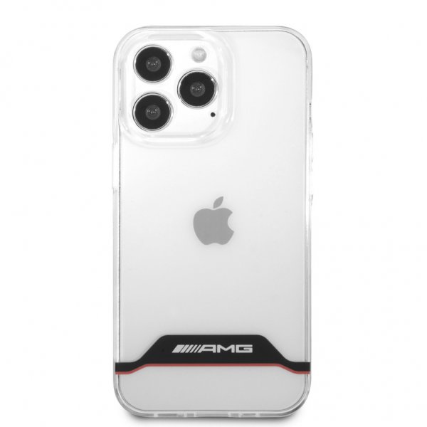 AMG iPhone 13 Pro -kuori, galvanoitu, vaakaraidallinen, punainen, läpinäkyvä