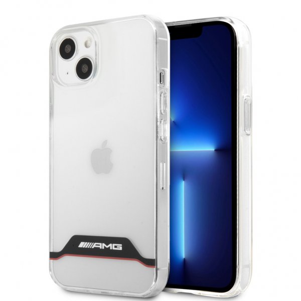 AMG iPhone 13 Mini Kuori Galvanoidut Vaakasuorat Raidat Punainen Läpinäkyvä
