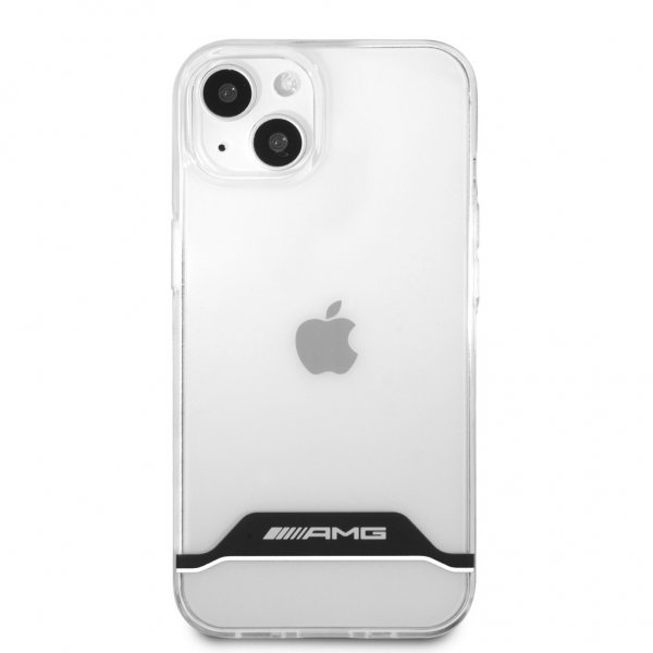 AMG iPhone 13 Mini -suojakuori, galvanoitu, vaakaraidallinen, valkoinen/läpinäkyvä
