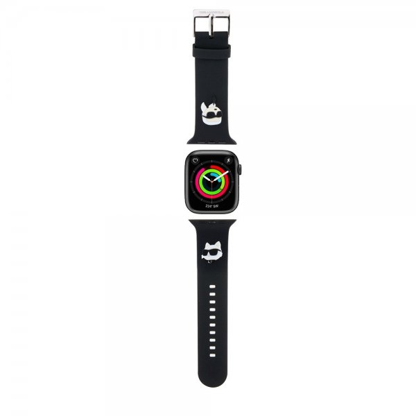 Karl Lagerfeld Apple Watch 38/40/41mm ranneke, kumia, NFT Karl & Choupette, musta