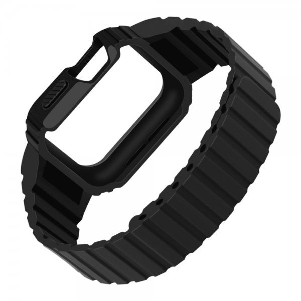 Apple Watch 40/41mm Ranneke kuorella Silikoni Magneettisuljin Musta