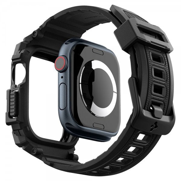 Spigen Apple Watch 42mm (Series 10/11) ranneke ja suojakuori Rugged Armor Pro Matte Black