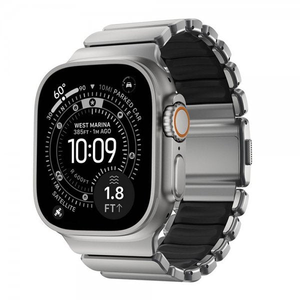 Nomad Apple Watch 44/45/46mm/Ultra 49mm ranneke Stratos Band Natural Musta