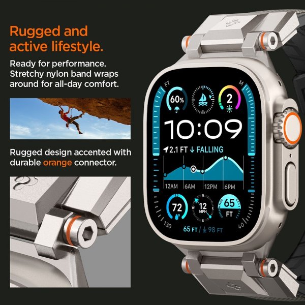 Spigen Apple Watch 44/45/46mm/Ultra 49mm ranneke DuraPro Armor Harmaa