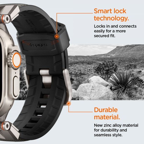 Spigen Apple Watch 44/45/46mm/Ultra 49mm ranneke DuraPro Armor Harmaa