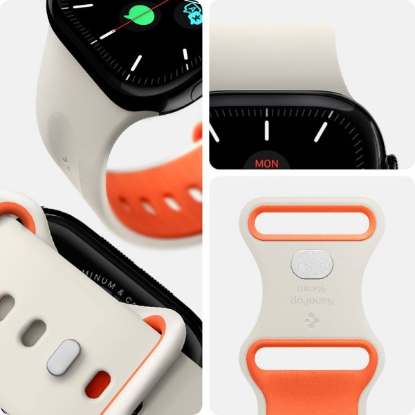 Spigen Apple Watch 44/45/46mm/Ultra 49mm ranneke Nano Pop Oranssi Beige