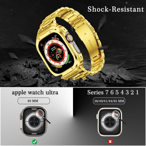 Apple Watch 44mm Ranneke Kuorella Ruostumaton Teräs Kulta
