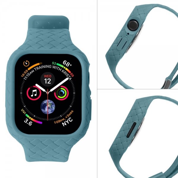 Apple Watch 45mm Ranneke Kudottu Tekstuuri Sinivihreä
